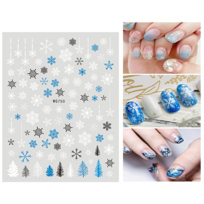 Yousheng Nail Art Sticker Holographic Non-Fading Paste Easily Self-Adhesive DIY Mini Merry Christmas White Snow Nail Art Decal for Girl