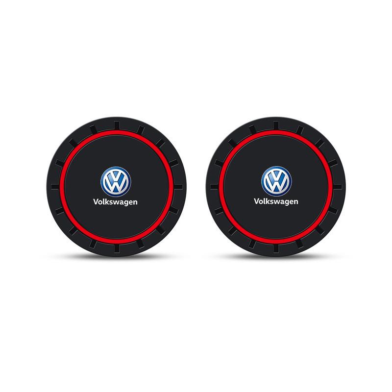 For Volkswagen VW 2PC PVC Silicone Car Coaster Water Cup Slot Non-Slip Pad Drink Mat For Volkswagen VW Golf 7 MK7 Golf 6 MK6 Tiguan Polo CC JettaNO3