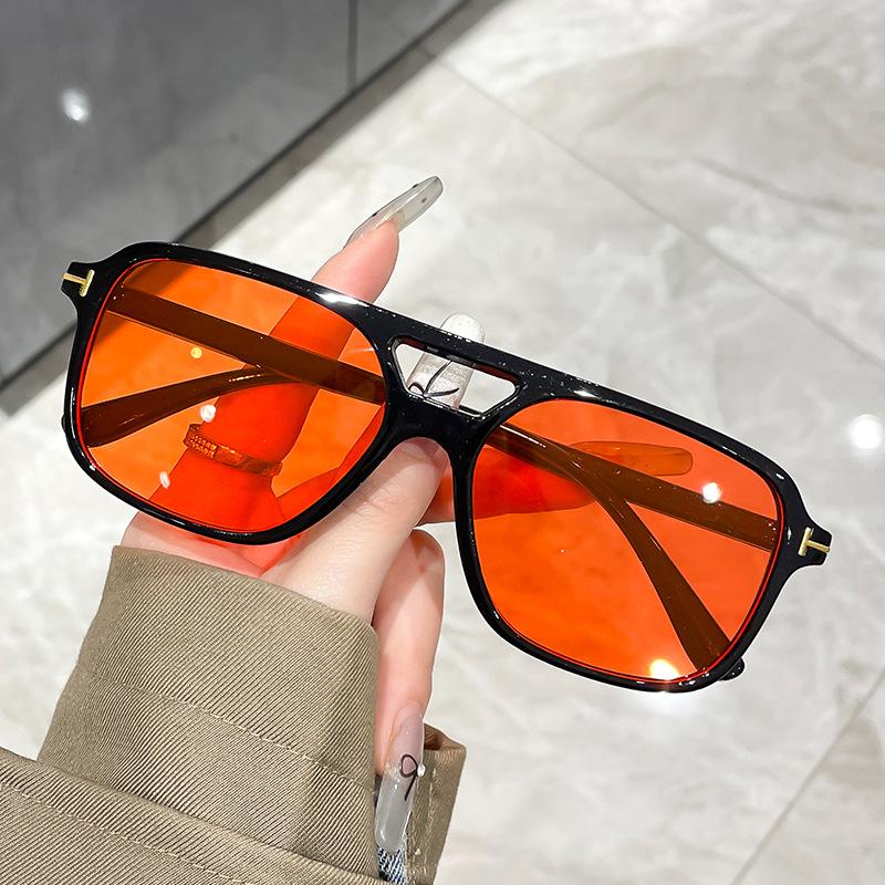 T-Shaped Double Beam Sunglasses Square Sunglasses Retro High-End Sunglasses