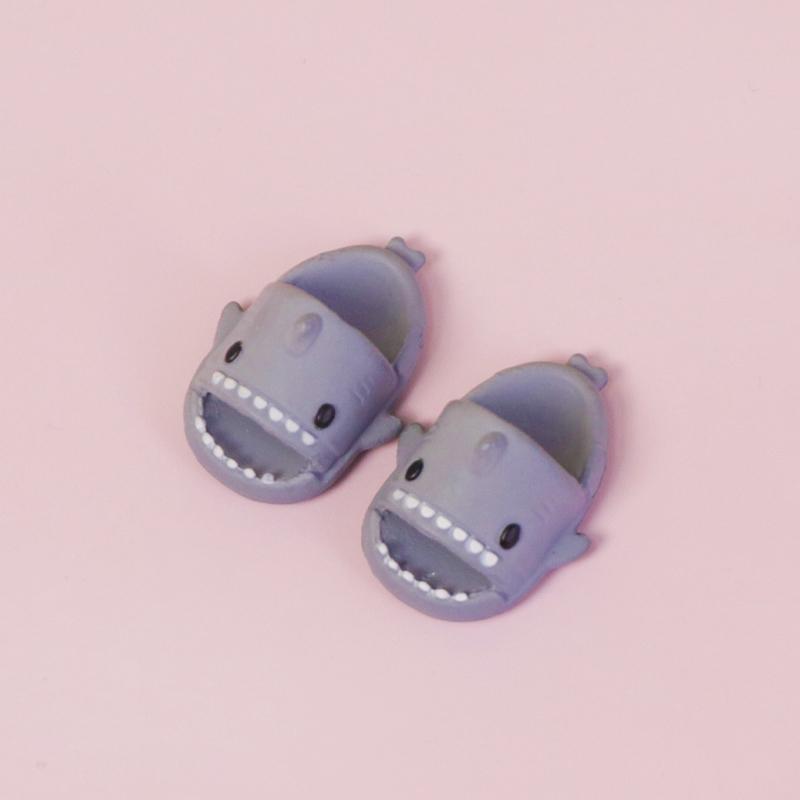 Perfect Pair Of 1:12 Dollhouse Miniature Things Cute Shark Slippers Doll Shoes Suit For Ob11 1/12 Bjd Doll Gsc DOD YMY Doll Accessories