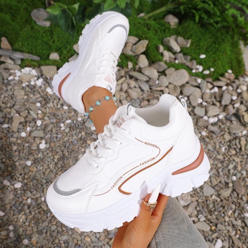 Fashion Women's Platform Sneakers 2025 Autumn Lace-Up Thick Bottom Sports Small White Shoes Woman Versatile and Casual Walking Dad Shoes