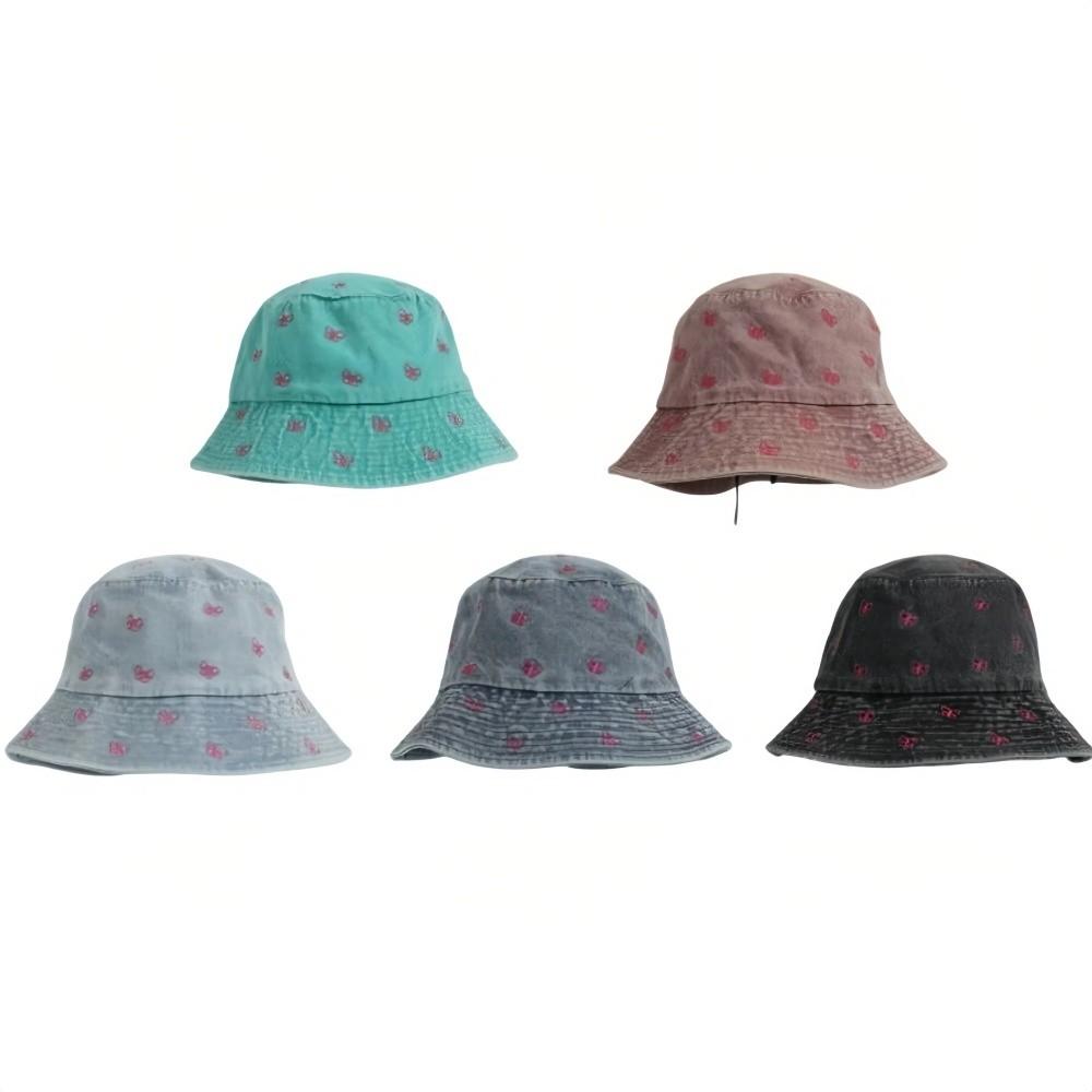 Windproof Butterfly Embroidered Cowboy Hat Retro Big Brim Sun Hat Fisherman's Hat  Autumn