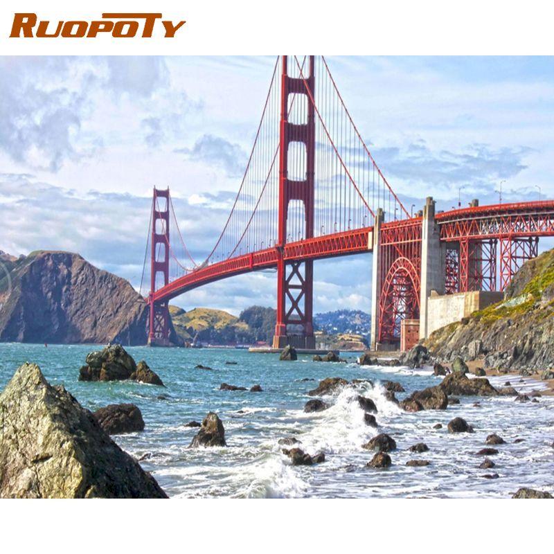 

Ruopoty Безрамный Приморский пейзаж DIY Картина по номерам Пейзаж Ручная роспись маслом Современное настенное искусство Декор в гостиную 40x50 см 40x50CM NO Frame