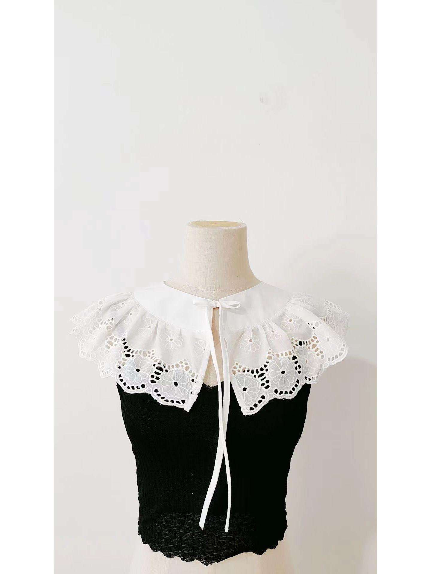 

Элегантная пасторальная вышитая шаль - Художественная, милая, ажурная, универсальный съемный воротник. белый