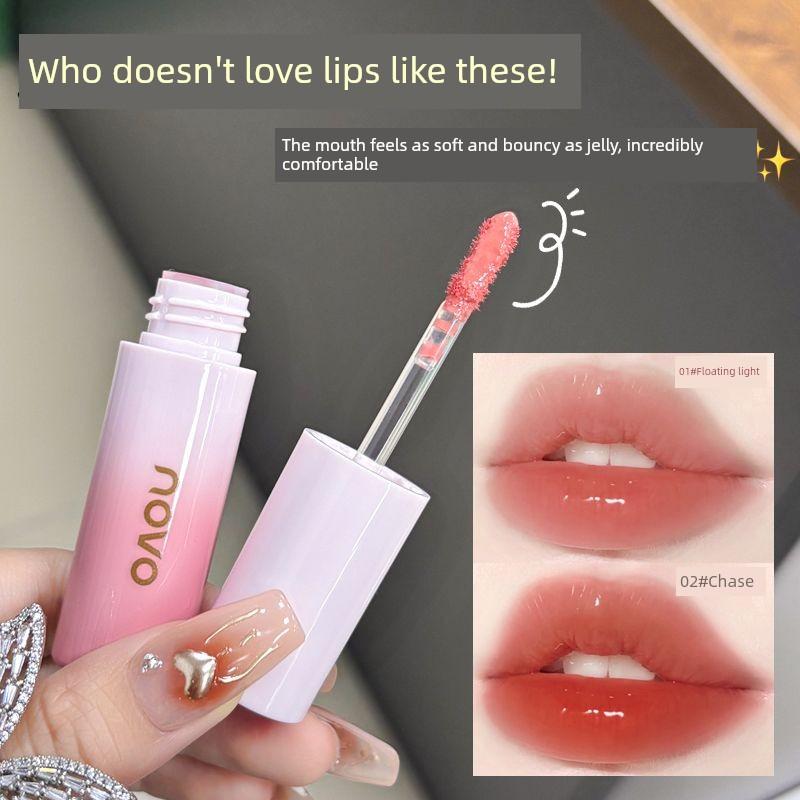 Novo Lip Lacquer Mirror Water Light Pure Desire Glass Lips Do Not Fade No Stain On Cup Lip Gloss Nude Color Series Lipstick Student Cheap