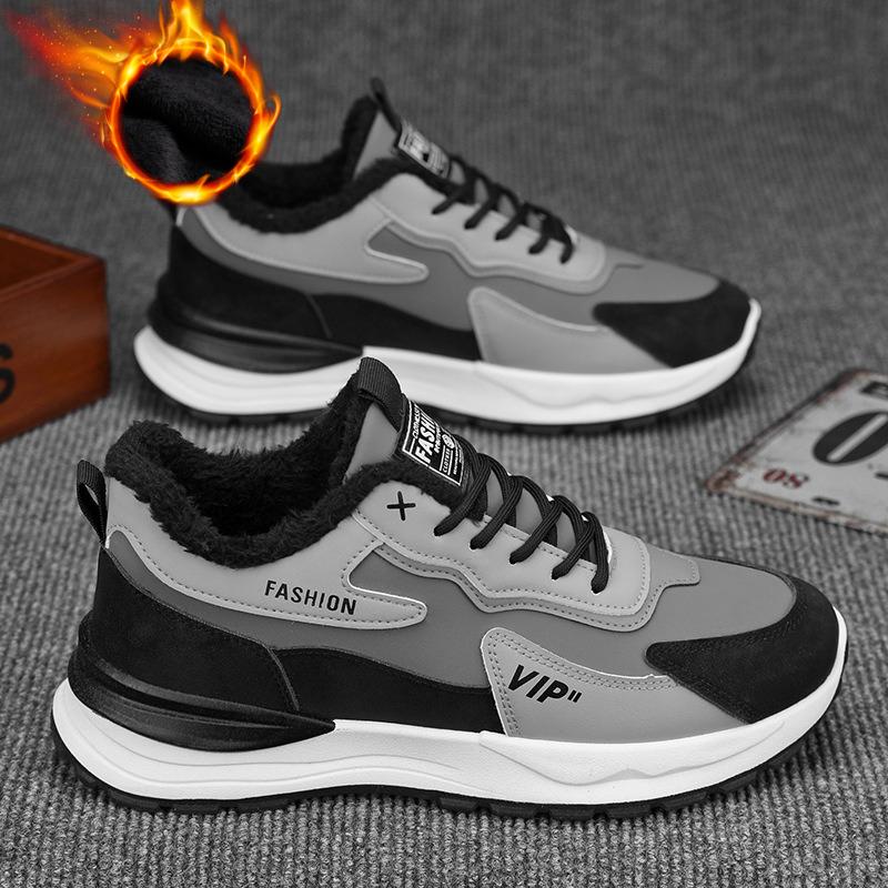 Men's Shoes Winter Plus Velvet Sports Shoes Trend All-match Thick-soled Thick Warm Cotton Shoes