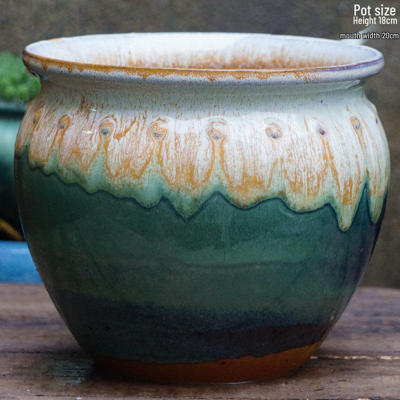 Handmade Retro Ceramic Succulent Planter with Large Caliber