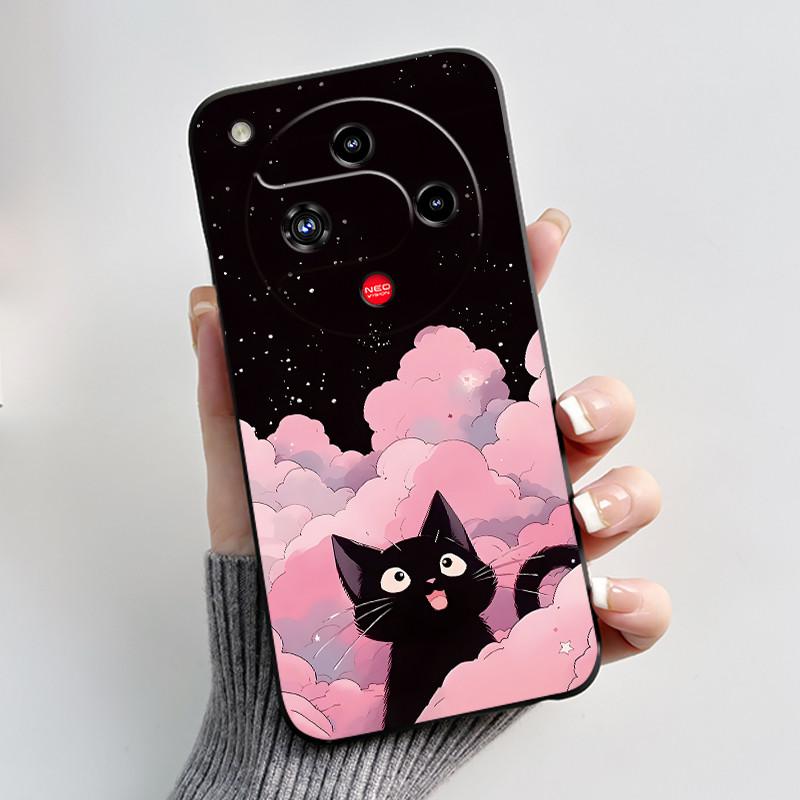 Für ZTE Nubia Focus 2 5G Hülle Z2462N Luxuriös Niedliches Herz Kaninchen Weiches TPU Silikon Matt Schwarz Handyhülle Stoßfeste Rückseite