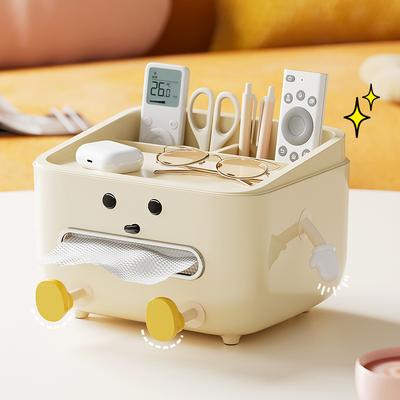 Back To School Paper Towel Box Household Living Room Bedroom Bedside  Multi-function Student Dorm Desktop Organizer Box