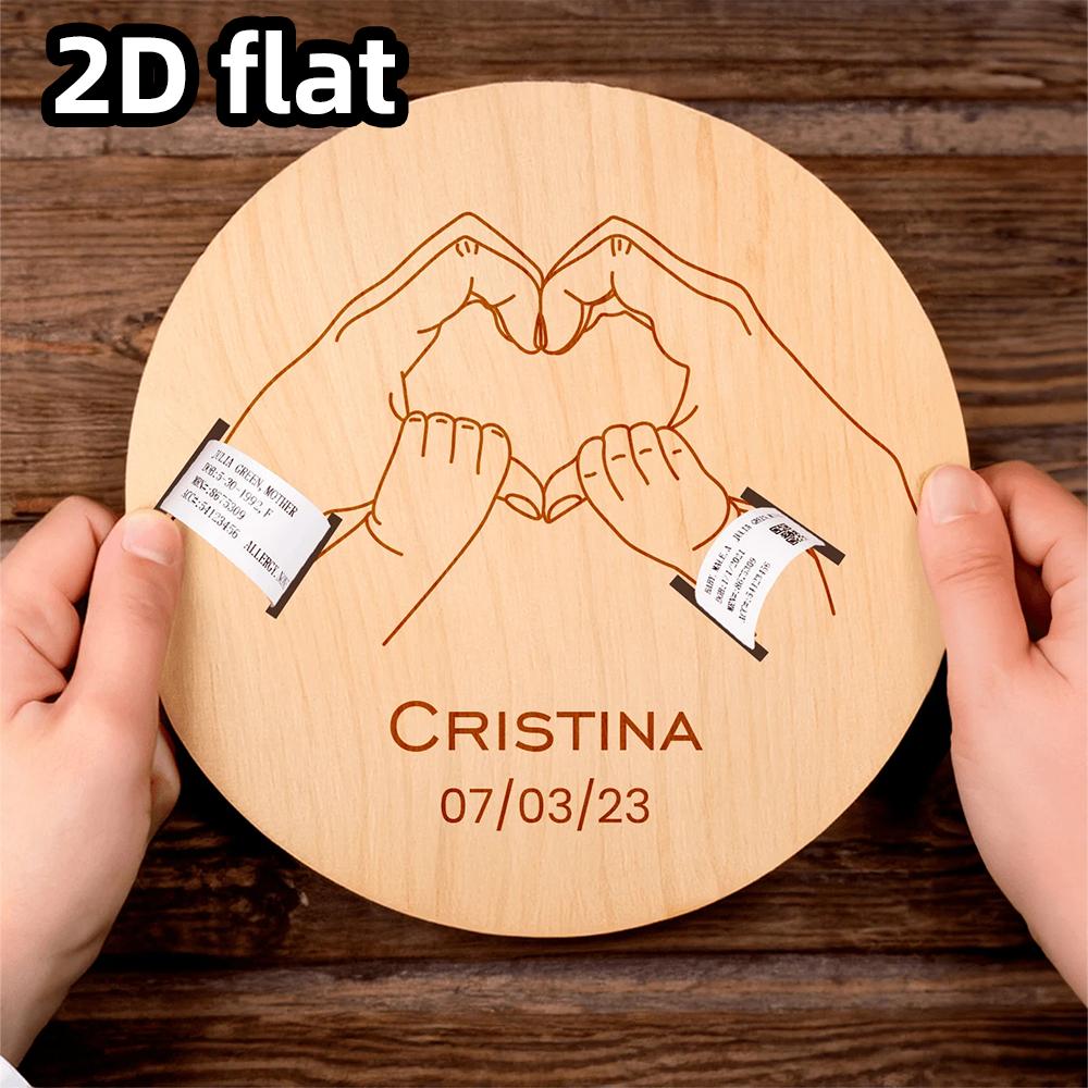 Laser Cut Wooden Newborn Hospital Bracelet Holder Single Item, Personalized Baby Keepsake, Engraved Birth Gift for Mom wood