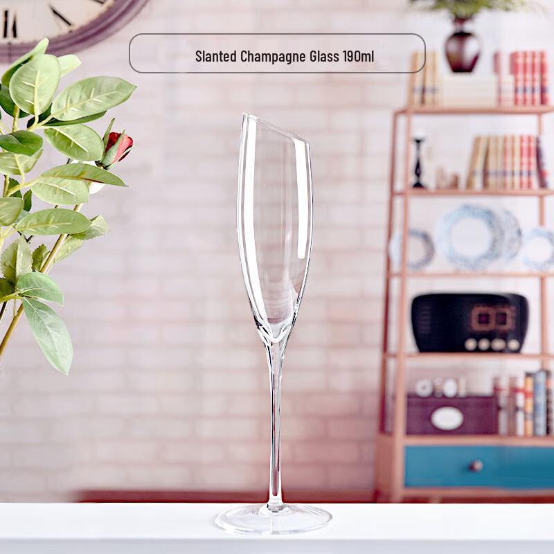 Crystal Slanted Champagne Flutes, 2-Pack