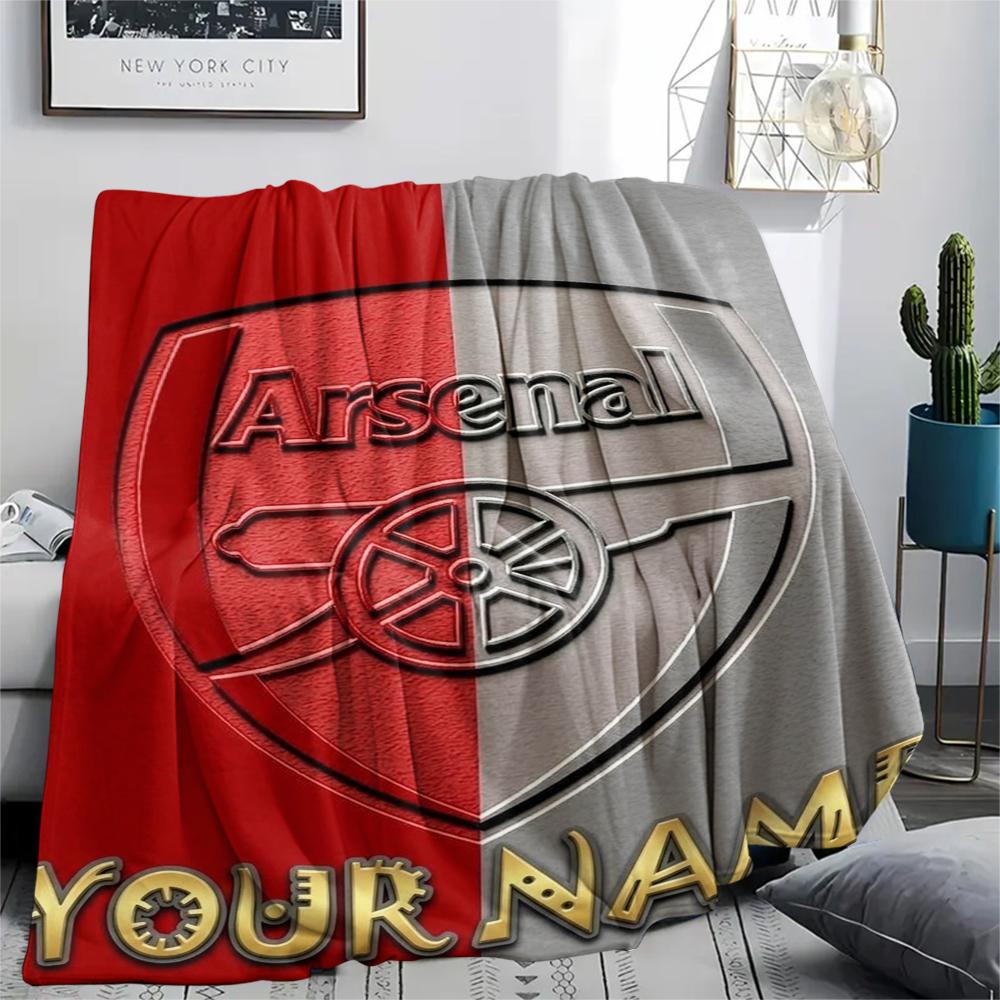 1PC Custom Name Arsenal Patterned Flannel Blanket Suitable For All Seasons for Home Decor Warmth and Comfort Gifts Holiday Present