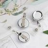 1pc Office Supplies Stationery Metal Anti-Lost Clip Key Ring Badge Holder Retractable Lanyards