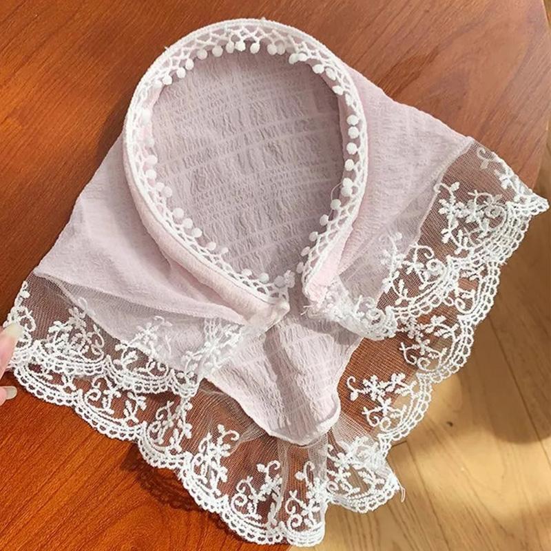 Fashion Summer Sweet Flower Lace Headscarf for Women Korean INS Triangle Scarf Hairband Cute Pastoral Style Hair Accessories