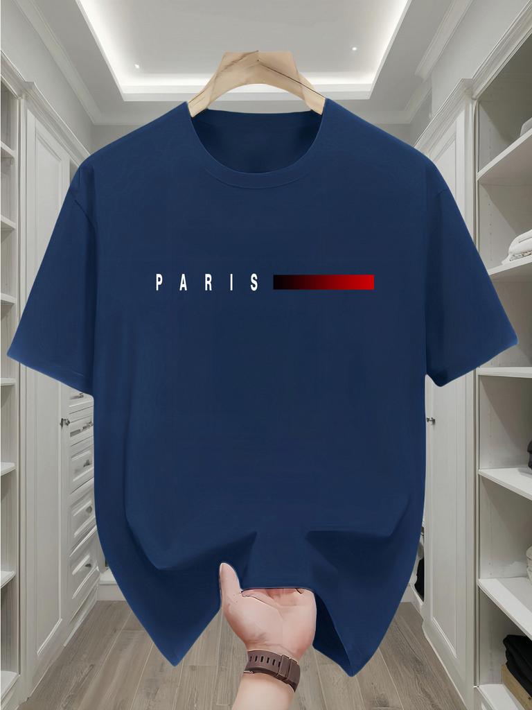 Summer Unisexs 100 pure cotton casual fashion Paris pattern creative printing loose sports round neck short sleeved Tshirt top