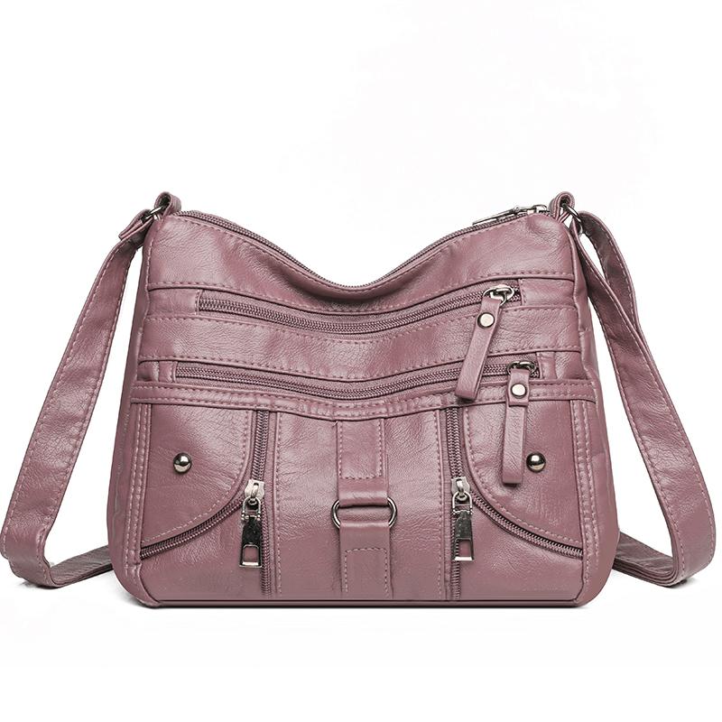 Double Layer Small Square Bag Soft Leather Mother Bag Large Capacity Single Shoulder Crossbody Bag
