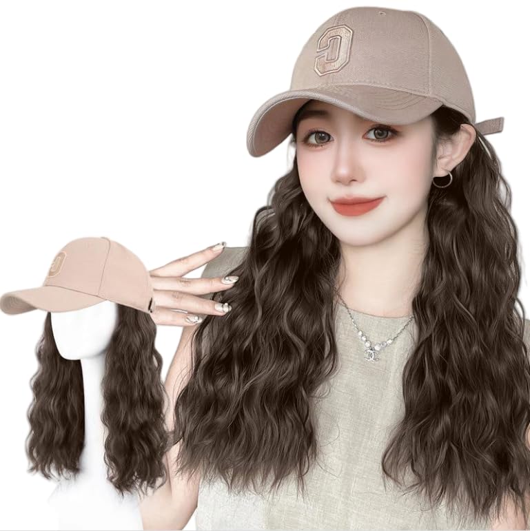 

IFLY Hat Curly Integrated Hat and Easy to Suitable for and Fall Women s Wig, Medium-Long Hair, Natural-Looking Hair, Wig, Wear, Stylish, Breathable,
