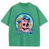Funny Skull Print Ladies T-Shirt Unisex Wash Loose Oversized Short Sleeve Street Top Tee Summer