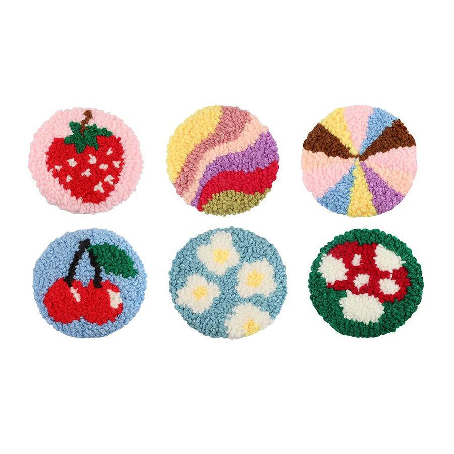 Poke Embroidery Handmade Diy Coaster Material Pack Heat Insulation Pad Embroidery Manual Decompression 10x10cm(diykit,includesembroideryhoop
