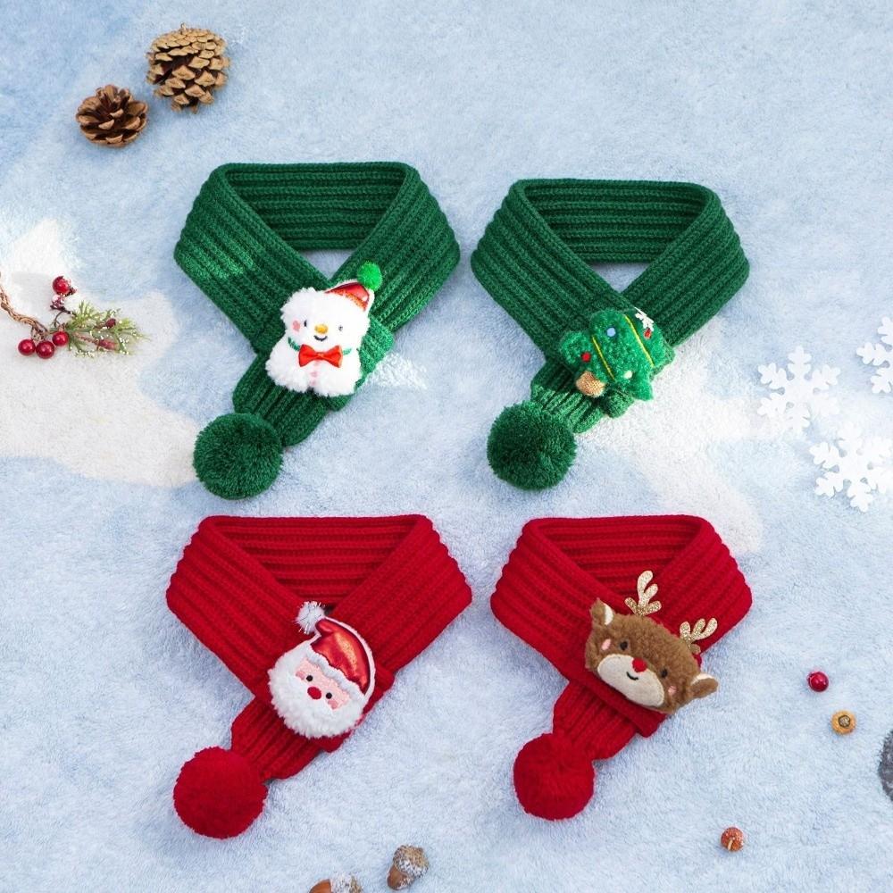 Red Green Dog Knitted Scarf Warm Pet Warm Scarf Decorative Pet Christmas Scarf Winter Season