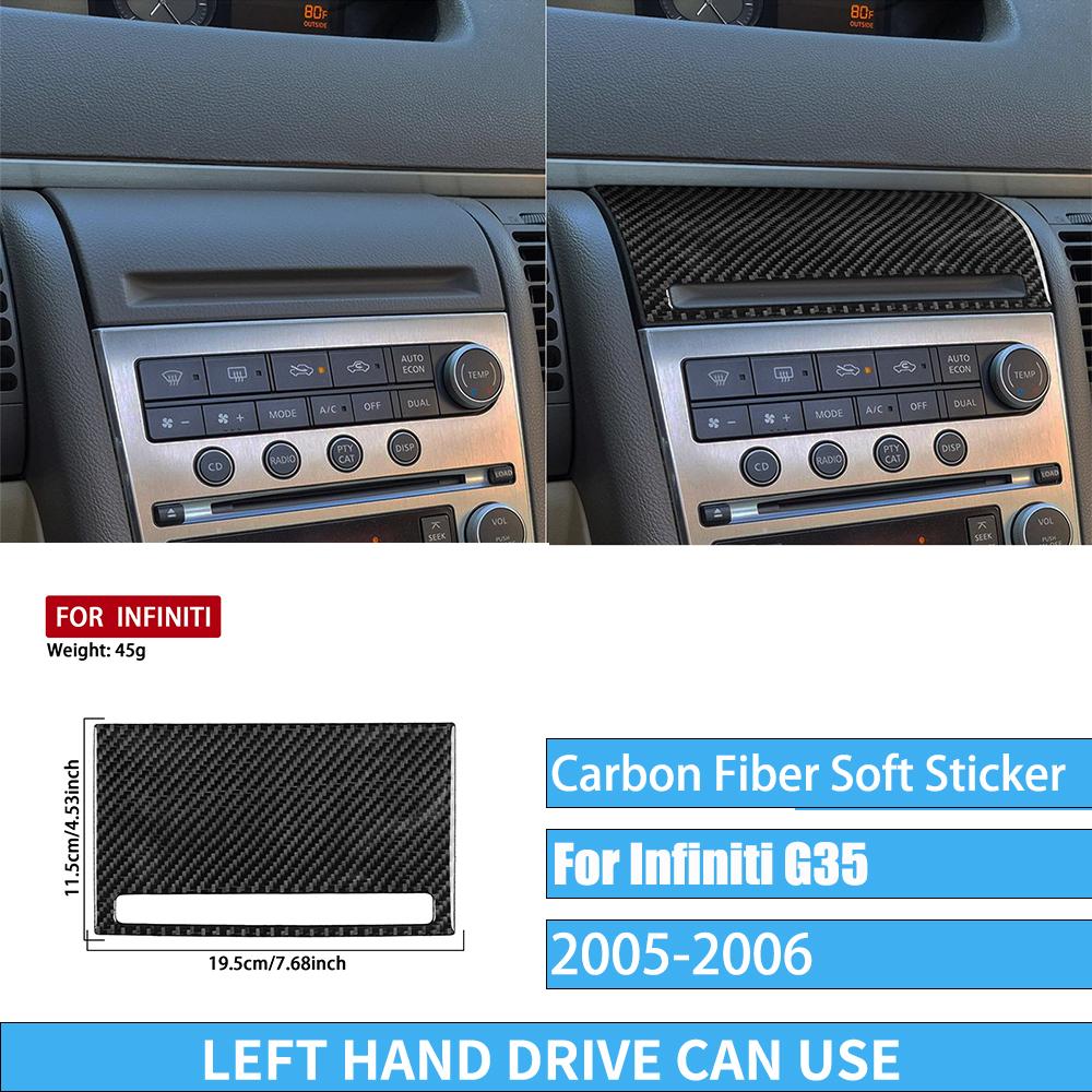 Real Carbon Fiber Car Accessories Dashboard Gear Shift Decorative Trim Cover Soft Sticker For Infiniti G35 V35 CV35 2005-2006