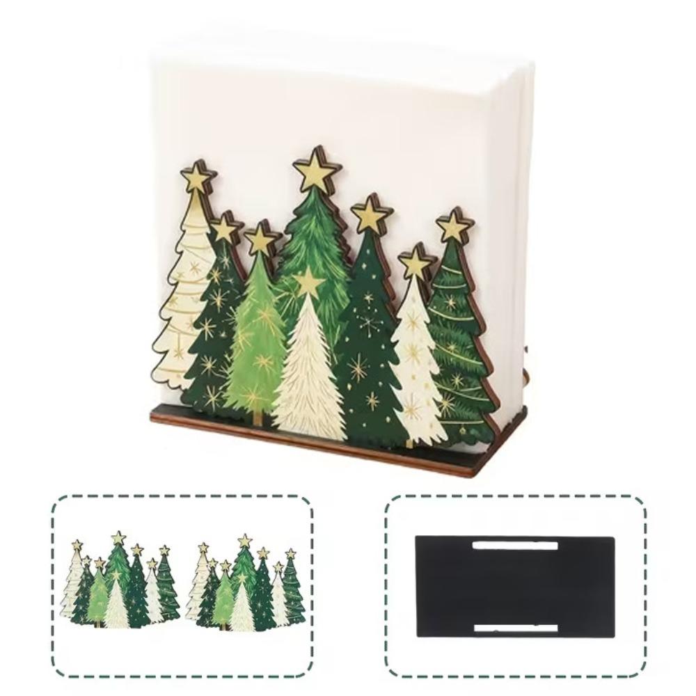 Detachable Desktop Tissue Box Wooden Xmas Paper Holder Paper Towel Rack Dining Room Decor