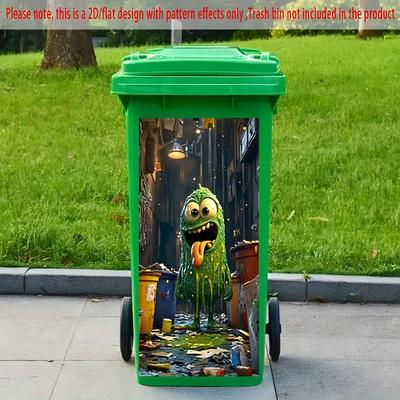 1pc 2D Flat Printing Trash Can Sticker Decorative Wallpaper Self-Adhesive Kitchen Bin Decoration for Trash Cans Walls Home Decor