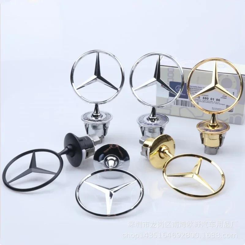 AAVW1 1Pc Car Front Bonnet Emblem Zinc Alloy Decorate Badge For Mercedes Benz W204 W220 C180 C200 E260 E300L Auto Outdoor Accessories