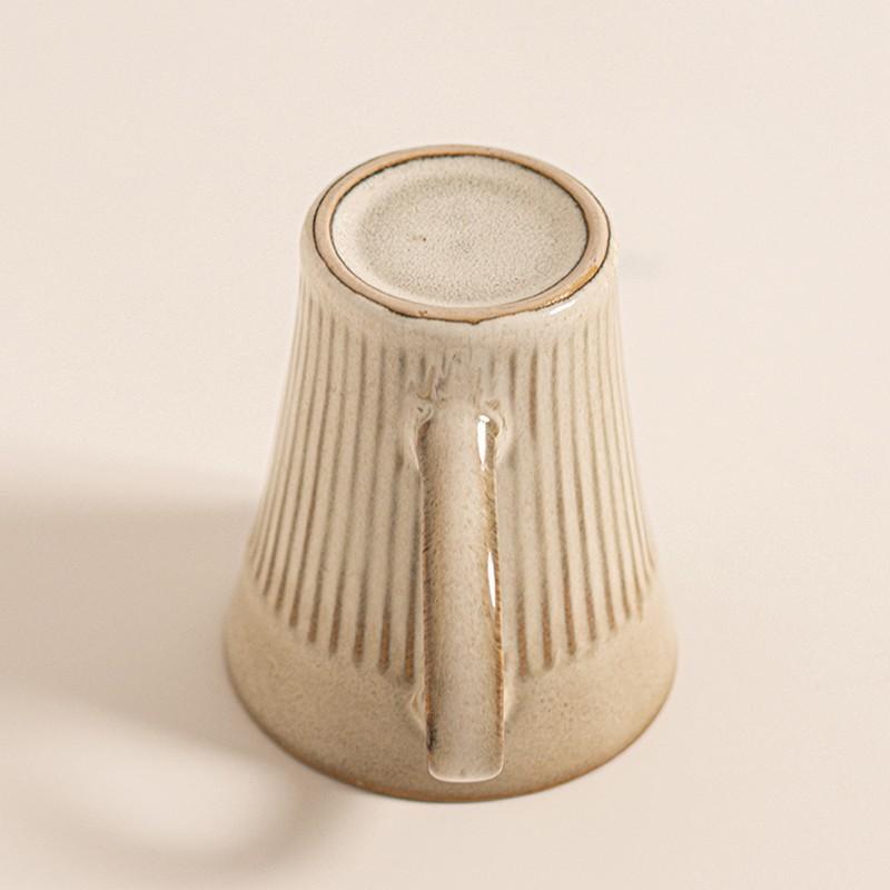 Super gutaussehende Retro-Keramiktasse mit Ofenbrandglasur, vertikales Muster, Becher mit Henkel, Hängeohr-Tasse, Haushalts-Frühstückstasse, Wasserbecher, Teetasse