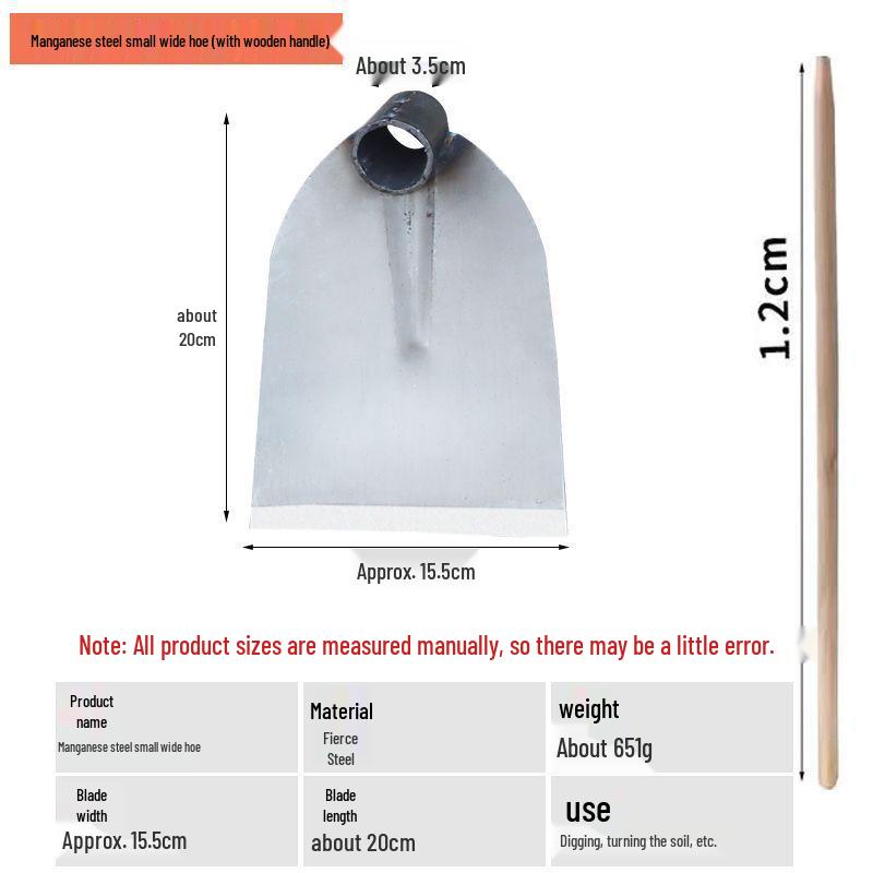 All-Steel Manganese Hoe for Outdoor Gardening and Land Reclamation