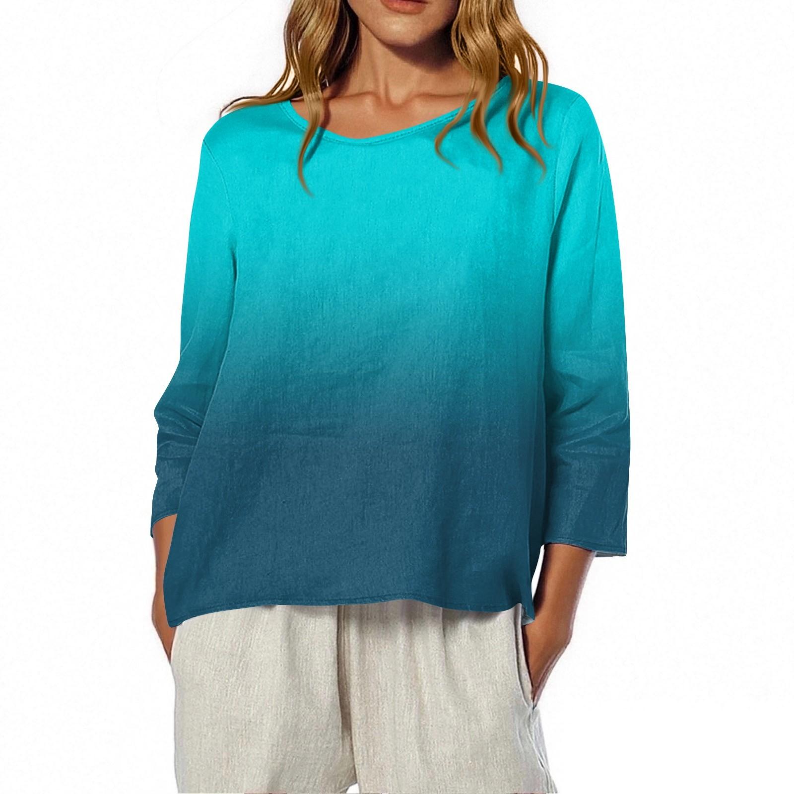 

Women s O-Neck 3/4 Sleeve Printed Top T-shirt S