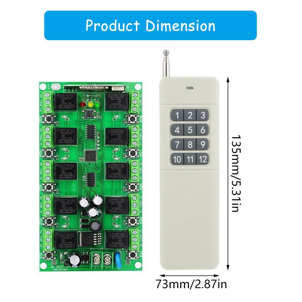 Multpurpose Remote Control Switches 10 Channel DC12V Learning Code Stable Signal Transmission for Projects Supplies
