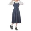[Yumetembo] Jumper Skirt, Front Button Jumper Skirt Dress, Long, Navy