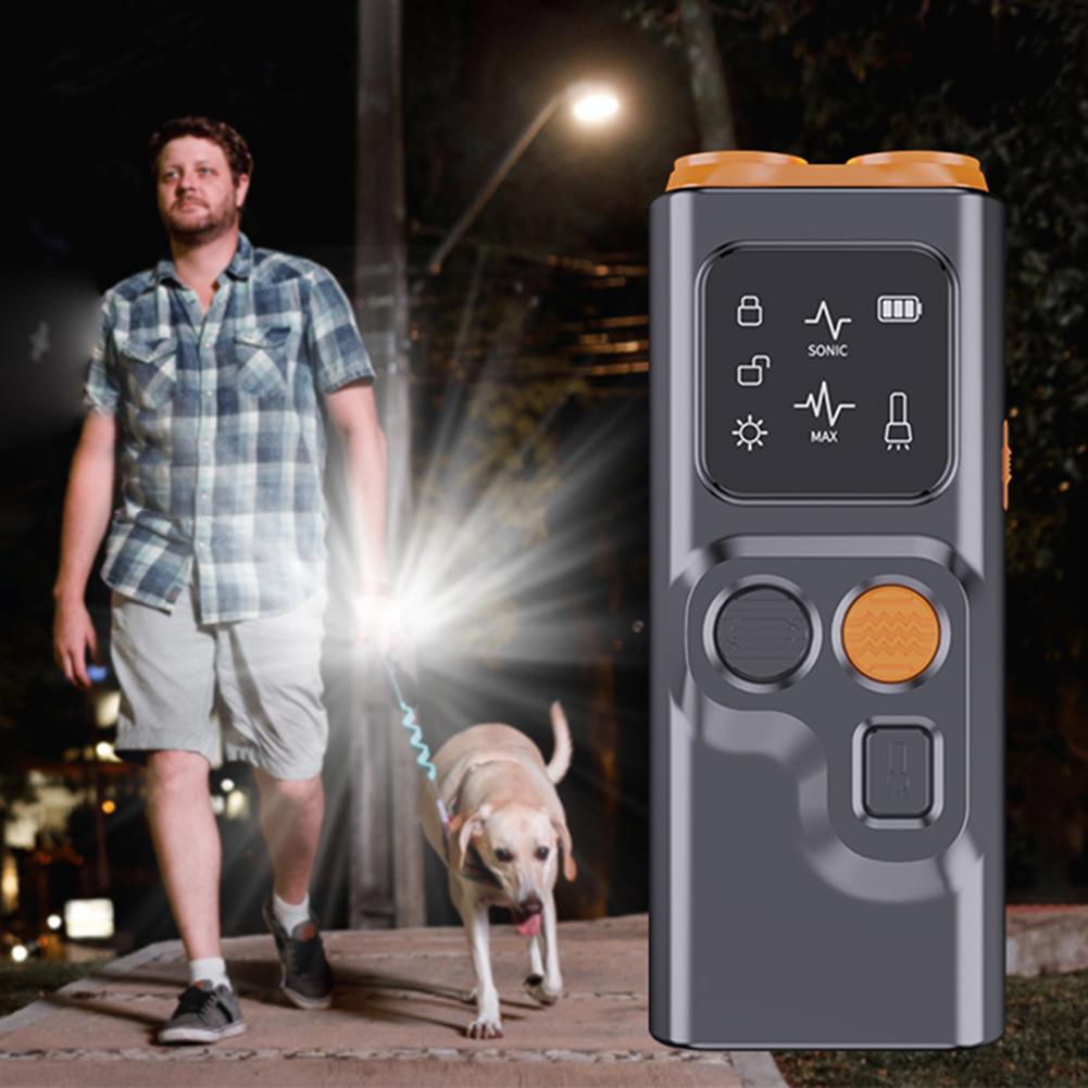 Ultrasonic Dog Repeller Dog Training Device Rechargeable Dog Stop-Barking Deterrent Device Anti-Bark Device With LED Flashlight