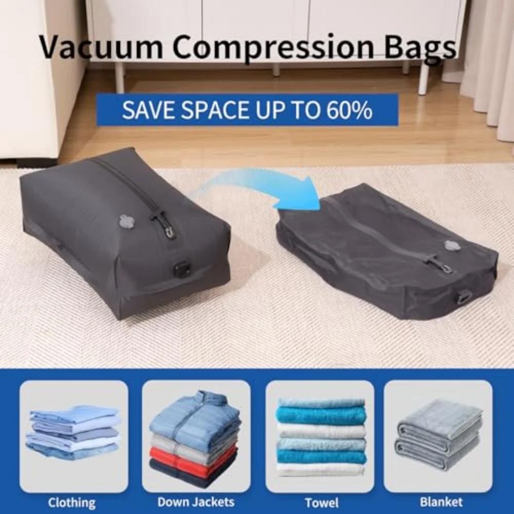 Travel Compression Packing Cubes, Vacuum Sealed Organizer Bags for Luggage, Lightweight Waterproof Clothing Organizers for Men W