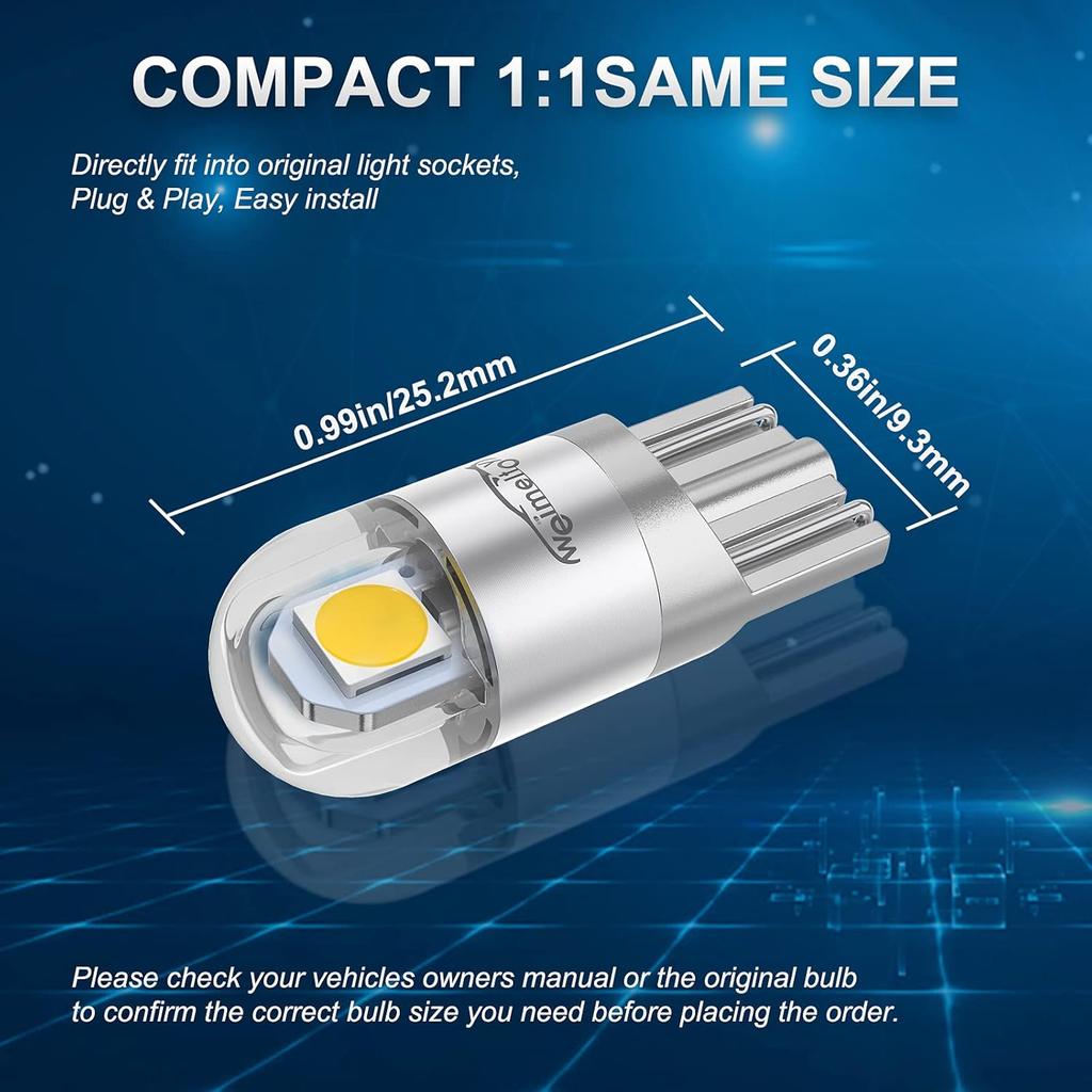 194 Led Car Bulb 3030 Chipset 2SMD T10 194 168 W5W Led Wedge Light Bulb 1.5W 12V License Plate Courtesy Step Map Lights Trunk Lamp Clearance Lights