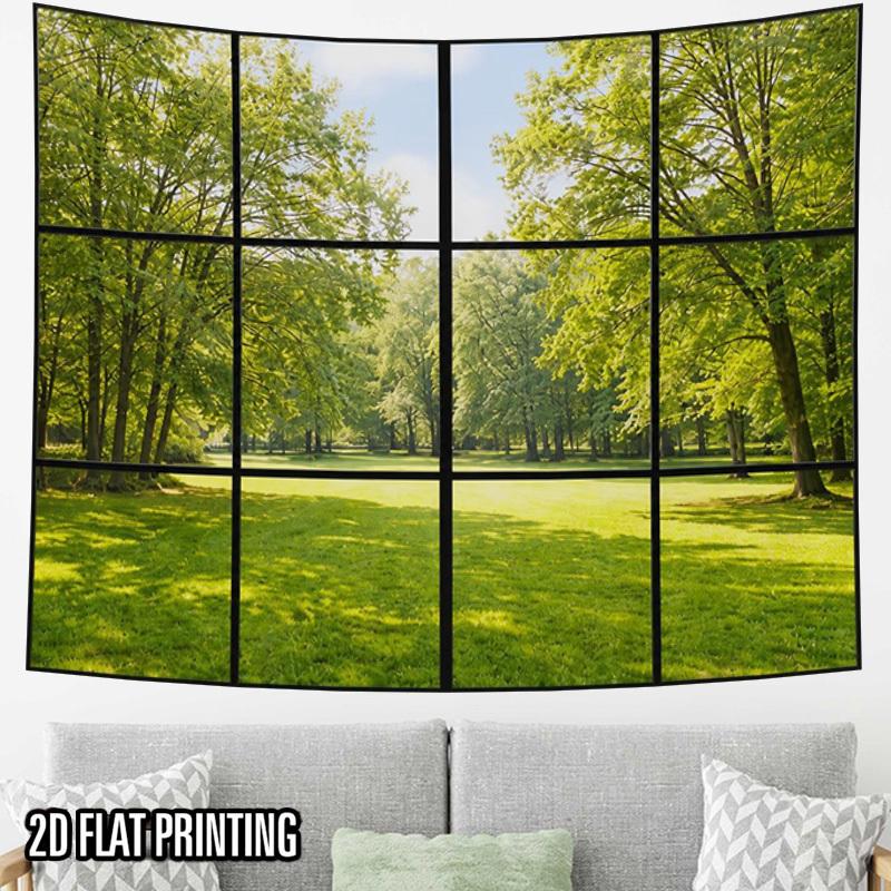 2D Flat - 2D Flat - 2D Flat Print 1pc Tapestry Forest View Tapestry, Nature Green Wall Hanging Art Decor Ideal Interior Decor for Bedrooms, Living Roo