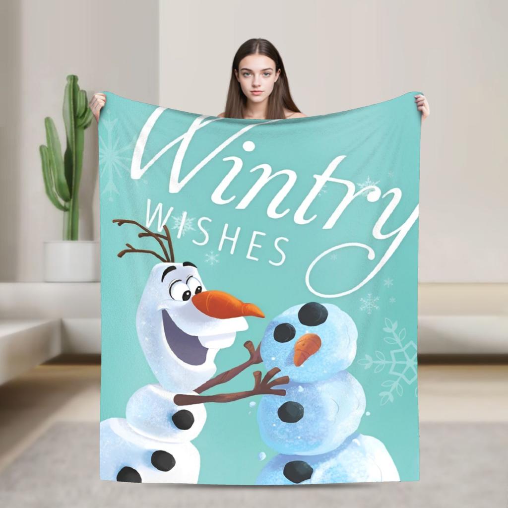 Frozen Olaf Cartoon  Blanket  Super Soft Novelty Plush Throw Blanket For Bedroom Airplane Travel Flannel Bedspread Bed Cover