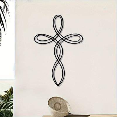Dixon Cross Art Mural Métallique Fer Ajouré Silhouette Décoration Moderne Religieuse Maison Cadeau Saint-Valentin Noël