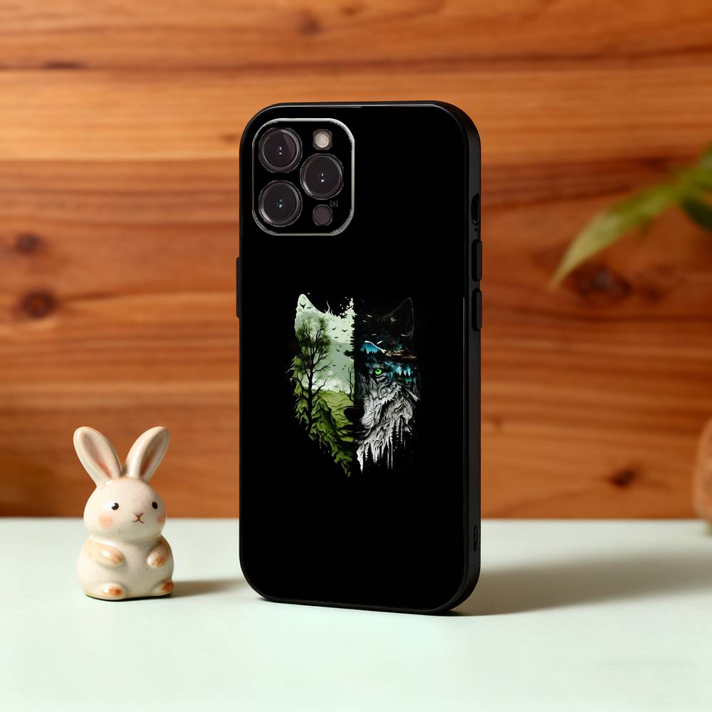 1pc Wolf Phone Case For iPhone17,16,15,14,13,12Plus,Pro Max,XS,5G Soft Silicone Black Cover