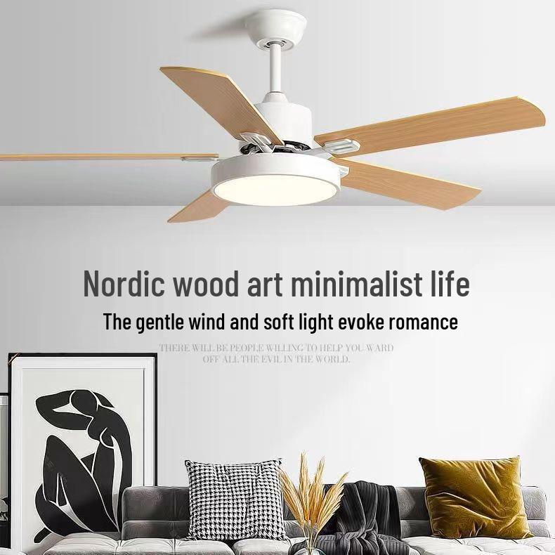 Nordic Style Ceiling Fan Light: Silent, Integrated Pendant for Living & Dining Room Ambiance