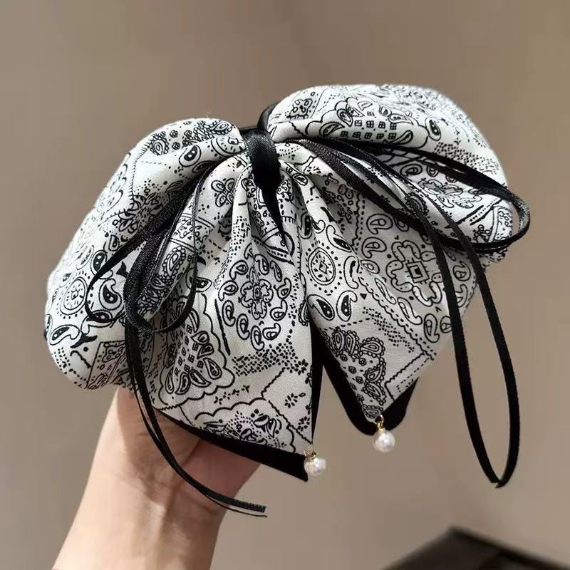 

Elegant French Satin Bow Floral Claw Clip for Women - Adds Volume to Ponytails and Updos