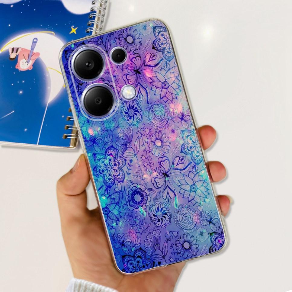 For Xiaomi Redmi Note 13 Pro 4G Case Beautiful butterfly flower TPU Soft Silicone Cover For Xiaomi Poco M6 Pro Bumper Phone Case