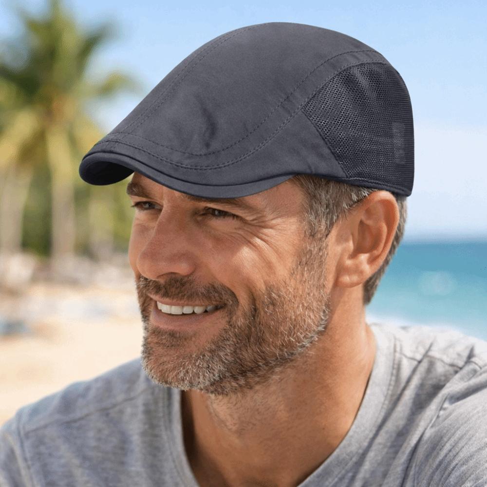 Retro Breathable Beret Men's Hat Mesh Speed Drying Forward Cap Adjustable Forward Hat Outdoor