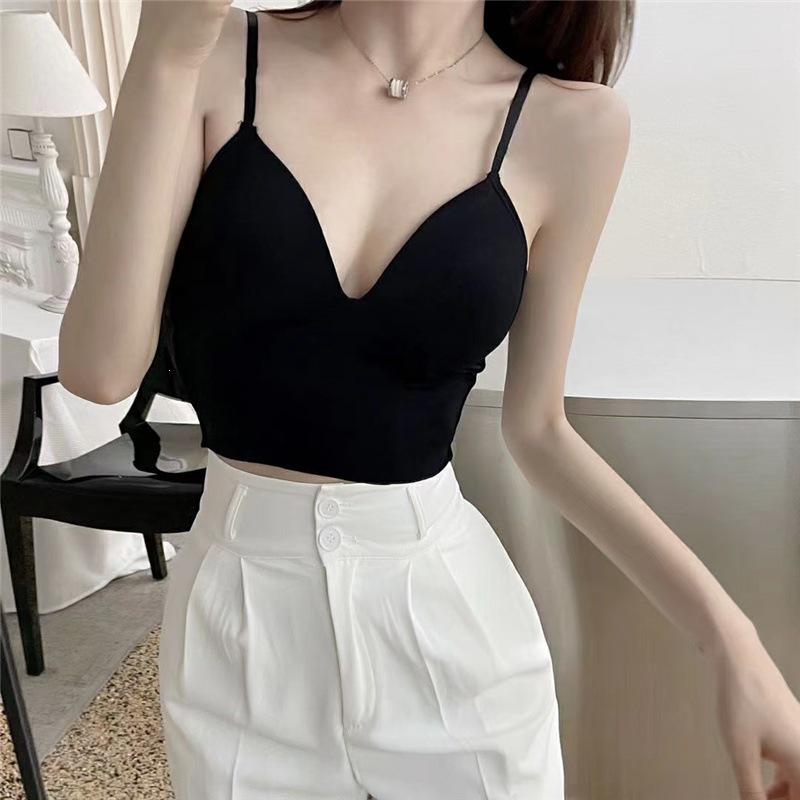 Ice Silk Camisole with Built-in Padded Cups and Elegant Back Design
