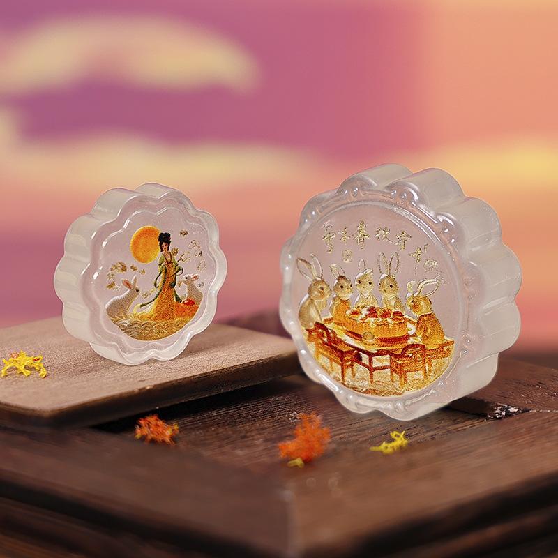 Mid-Autumn Festival Micro-landscape Simulation Creative Mooncakes, Chang 'e Rabbit Home Car Resin Craft Decorative Ornaments