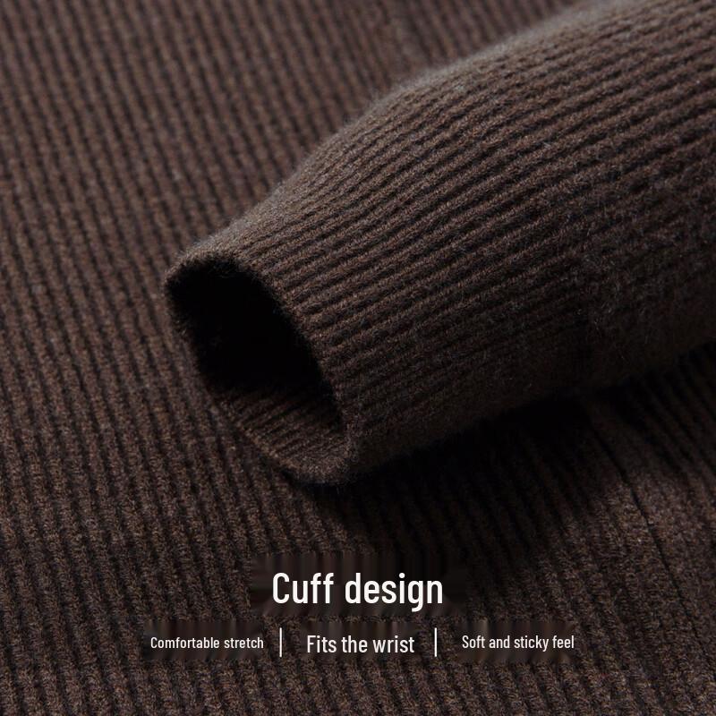 Hodo Men's Heavyweight Semi-High Collar Wool Blend Knit Sweater