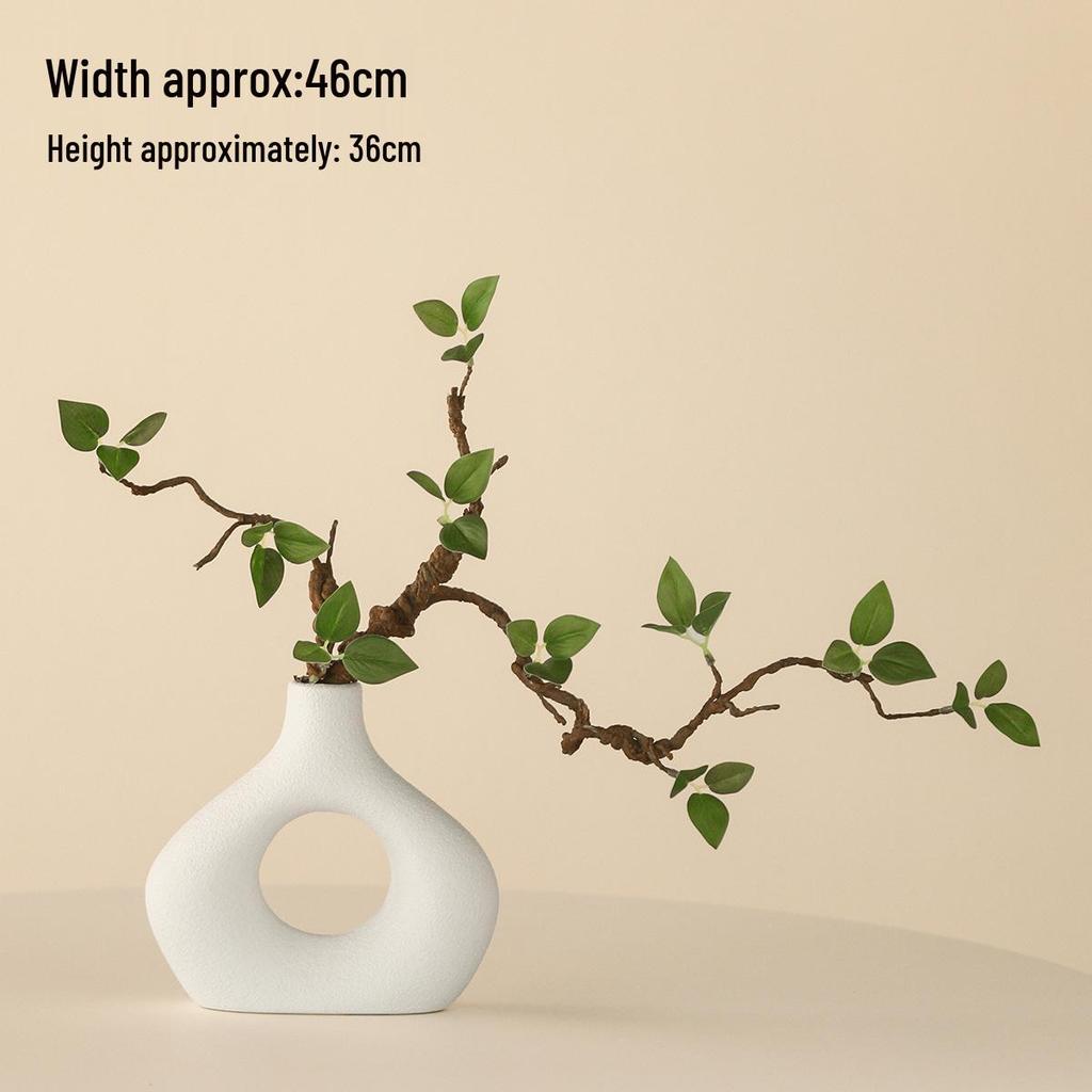 Minimalist Zen Azalea Arrangement: High-End Artificial Potted Plant for Living Room Decor