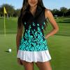 Womens Sleeveless Golf Shirt with Zipper Collar Printed Sports Tank Top Athletic Performance Pullover for Outdoor Activities