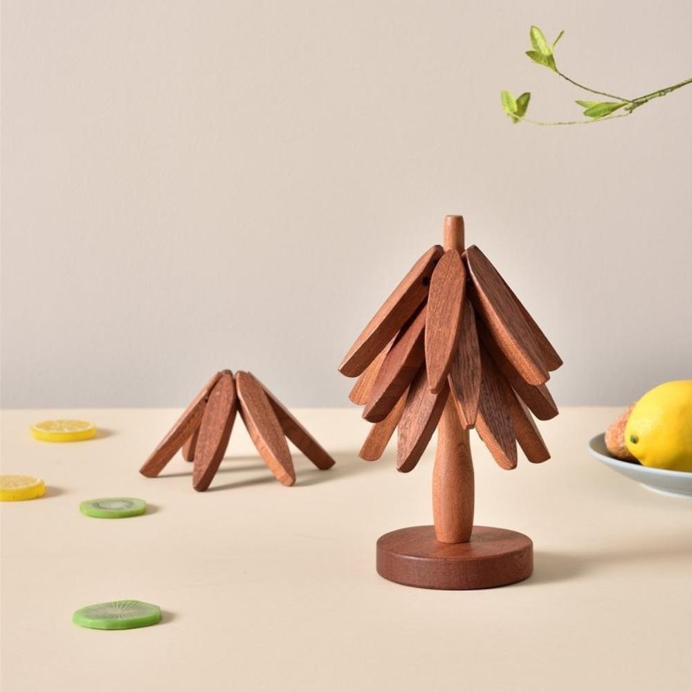 Anti Scald Wooden Trivets Foldable Heat Resistant Coasters Insulation Pads  Decorative Ornaments